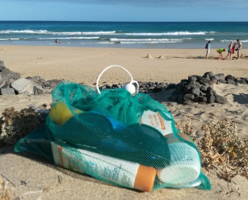 Vielseitiger Fregie am Strand - der wiederverwendbare Obst- und Gemüsebeutel